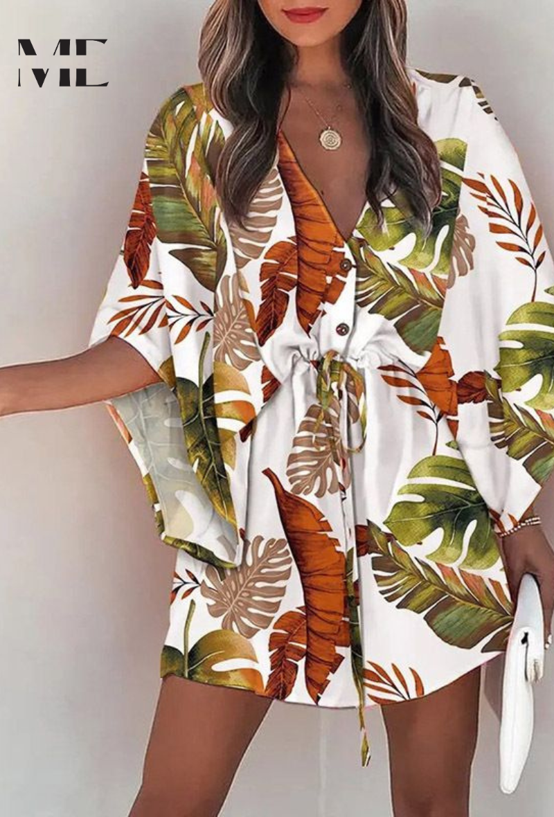 ME®️ | OLIVIA®️ | Tropical Lace-Up Beach Dress