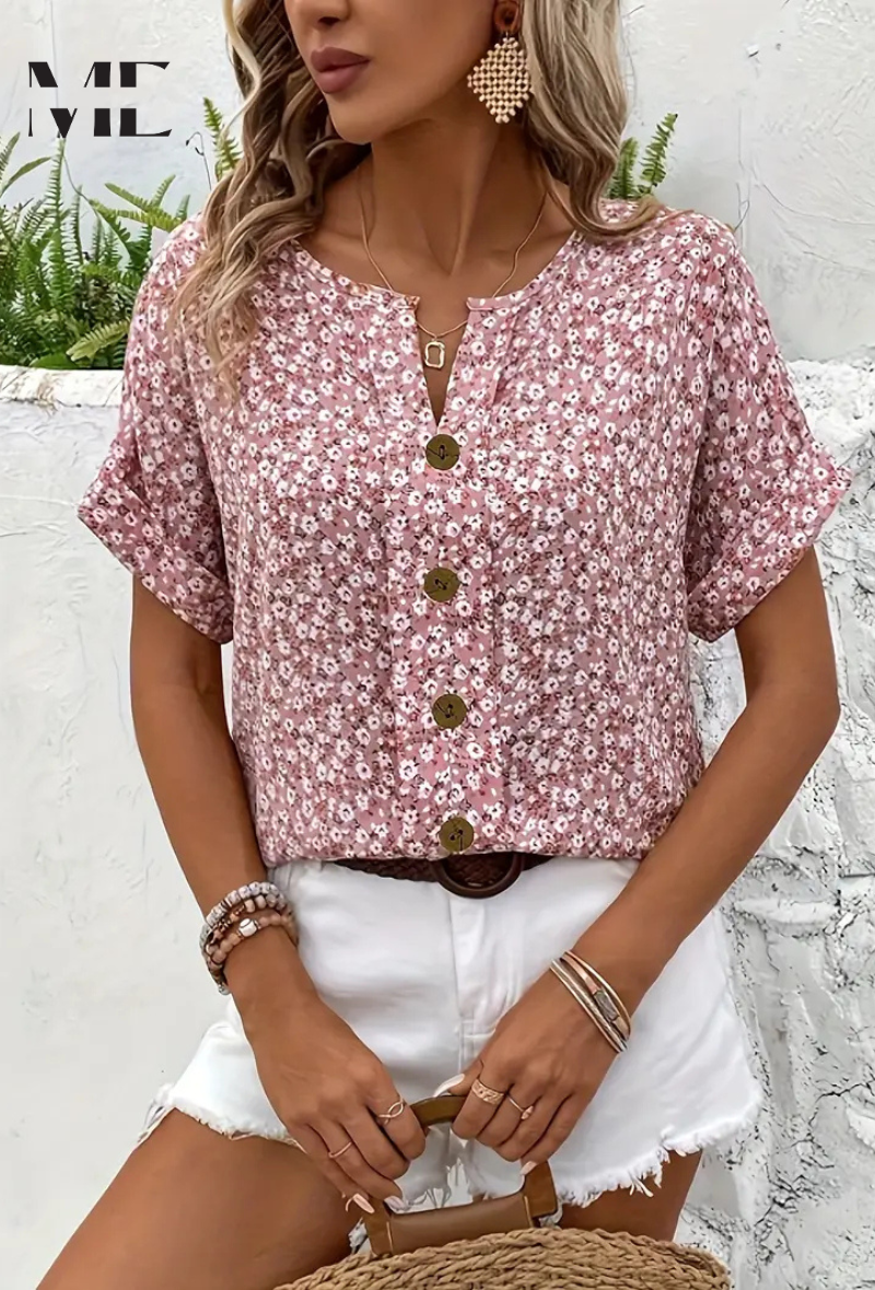 ME®️ | EVA®️ | FLORAL BUTTON-DOWN SUMMER BLOUSE