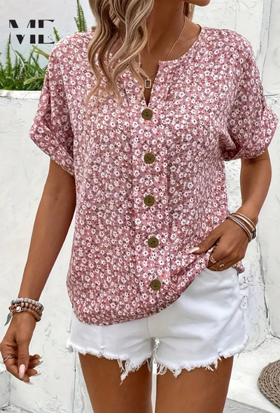 ME®️ | EVA®️ | FLORAL BUTTON-DOWN SUMMER BLOUSE