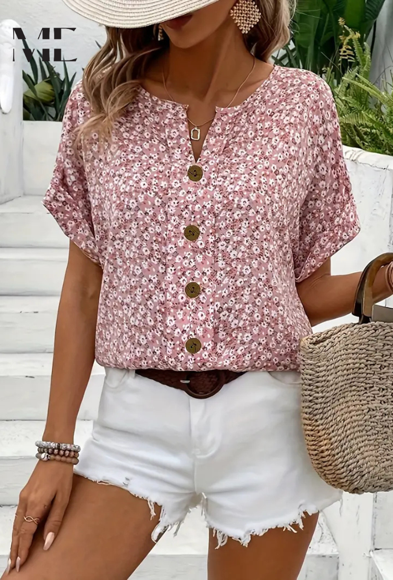 ME®️ | EVA®️ | FLORAL BUTTON-DOWN SUMMER BLOUSE